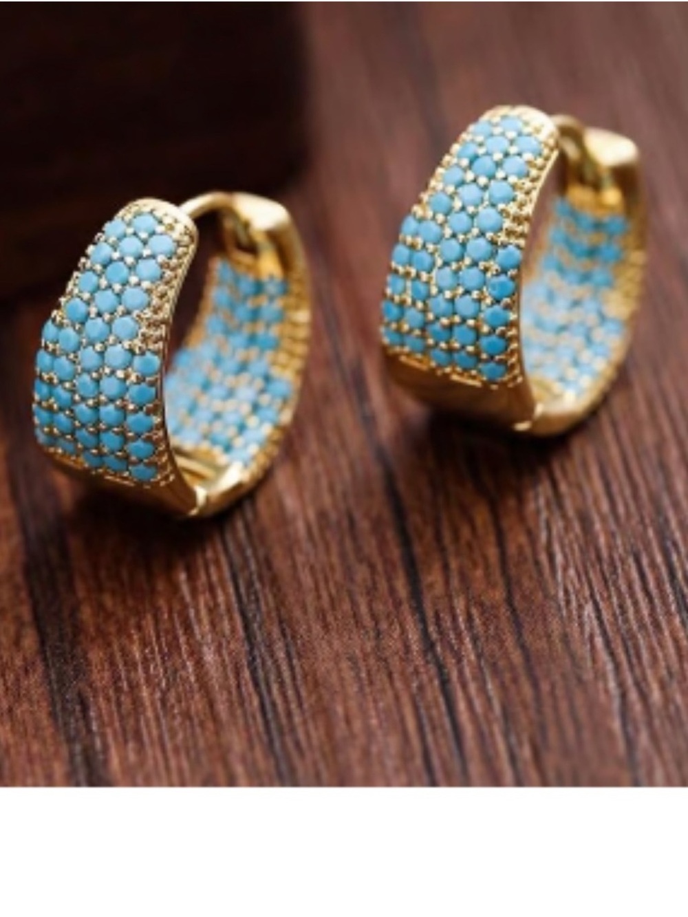 Kohl's Gold Hoop Earrings with Light Blue Crystals